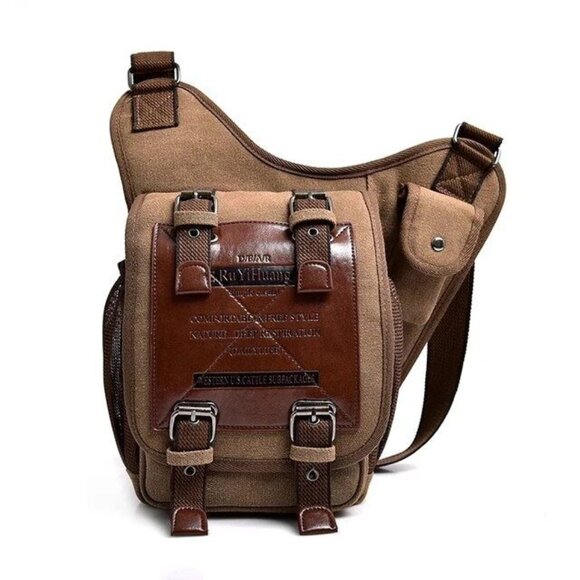 Tactical Saddlebag Vintage Style Messenger Bag Canvas Leather Ru Yi Huang - Picture 9 of 9
